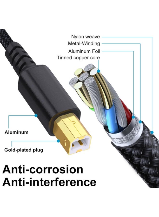 igeekwell USB B to USB C Printer Cable 16.6 Feet - Type A/C to B Printer Cable High-Speed Nylon Braided MIDI Cord for HP, Canon, Brother, Samsung, Dell, Epson,DAC，（5 M,1 PACK） - Image 5